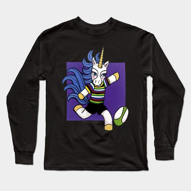 Rugby Unicorn - NZ Provincial colors - Animals of Inspiration Long Sleeve T-Shirt by mellierosetest